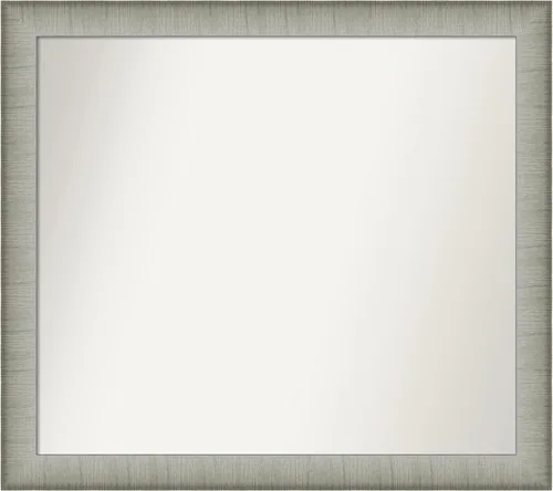 Miniatura 29 de Amanti Art Espejo de baño plateado para sobre fregadero, 25 x 25 pulgadas, espejo de tocador cuadrado estrecho de níquel cepillado, marco de madera
