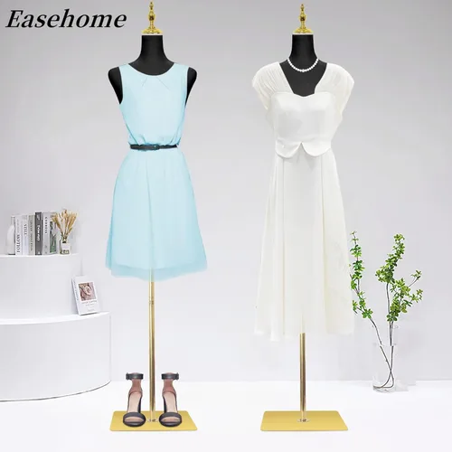 Miniatura 7 de EaseHome Cuerpo de maniquí para mujer, cuerpo de maniquí femenino, altura ajustable, formas de vestido de cuero negro para coser, soporte de cuerpo