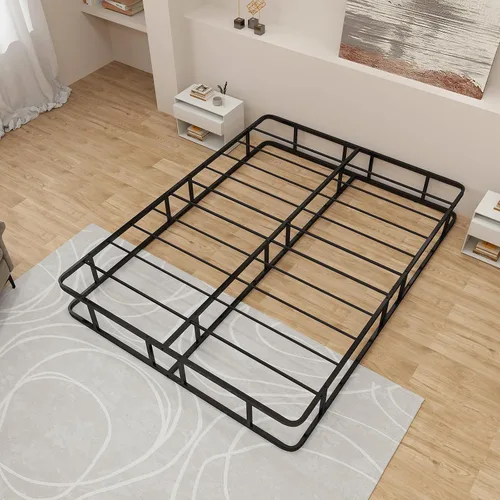 Miniatura 5 de KOMFOTT Base de cama de plataforma de metal tamaño Queen, base de colchón de metal resistente, plataforma de soporte de listones de metal con patas