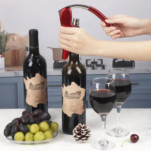 Miniatura 8 de KAYCROWN Abrebotellas de vino, sacacorchos de palanca vertical con diseño de cortador de lámina integrado, sacacorchos de mano manual con bomba