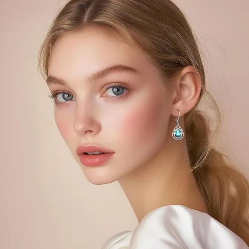 Miniatura 122 de Aretes colgantes de plata de ley con diseño de árbol de la vida, flor, abeja, animales, gato, colibrí, piedra lunar, turquesa, aretes con cierre
