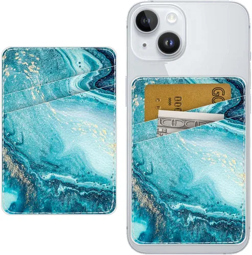 Titular de Tarjeta de Cuero para Teléfono, Billetera Adhesiva para Teléfono, Elegante Funda con Soporte para Tarjetas de Crédito, Adecuado para