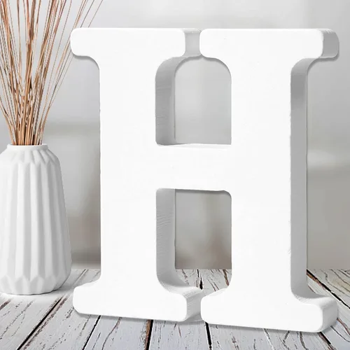 Miniatura 12 de AOCEAN Letras de madera blanca de 6 pulgadas, letras de madera sin terminar para decoración de pared, letras de pie, rebanadas, decoración