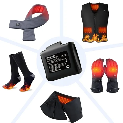 Miniatura 4 de 2 piezas de baterías de polímero de litio recargables de 5000 mAh 7.4 V. Baterías de polímero de litio recargables para guantes calefactables