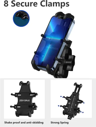 Miniatura 6 de ZIDIYORUO Soporte para Teléfono de ATV, Montaje de Teléfono para Cuatrimoto, 8 Abrazaderas Sostienen Teléfonos de 4.7-7.1", Operación con Una Mano