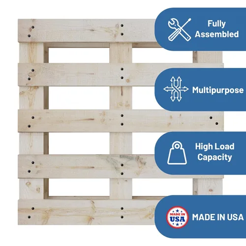 Miniatura 4 de Treaton, Heavy-Duty Wooden Pallet, 48 x 48 x 5 Inch, 4-Way Entry, Industrial-Grade Hardwood, Durable, Reusable, Stackable, Easy Handling for