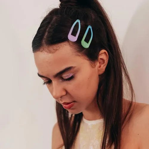 Miniatura 5 de 20 pinzas metálicas para cabello con cierre a presión en forma de gota de agua, pasadores antideslizantes para mujeres, pinzas pequeñas brillantes