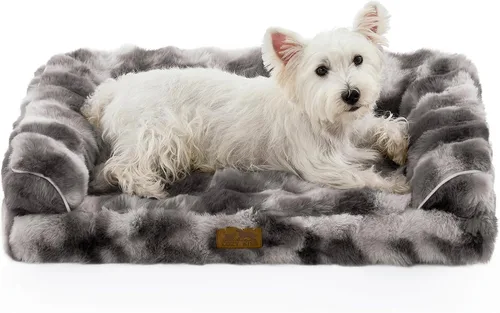 Miniatura 10 de COZY KISS Cama ortopédica de piel sintética de conejo para perro, cama grande para perro, sofá de espuma de apoyo para mascotas con funda de forro