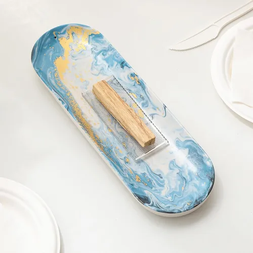 Miniatura 5 de CEREMONY Soporte de incienso para palos, quemador de incienso de cerámica con 60 varillas de incienso para salvia Palo Santo, soporte resistente al