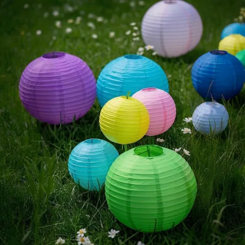 Miniatura 12 de Linternas de papel decorativas verdes y naranjas, 15 piezas, para colgar en fiestas de despedida de soltera, boda, cumpleaños, baby shower
