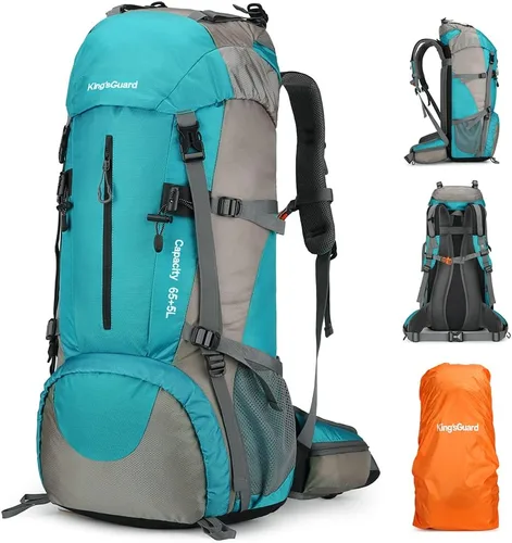 Miniatura 7 de King'sGuard Mochila de senderismo de 70L con cubierta de lluvia, mochila de viaje impermeable ligera para acampar, mochila grande Azul (deepblue)