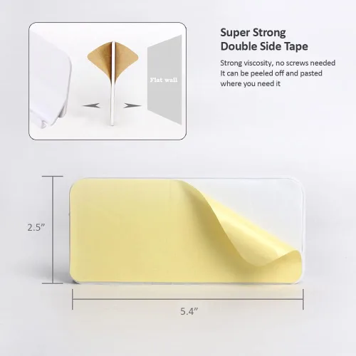 Miniatura 8 de Soporte de pared para teléfono, soporte adhesivo manos libres D2 con agujero para cable y ganchos, soporte de teléfono celular montado en la pared
