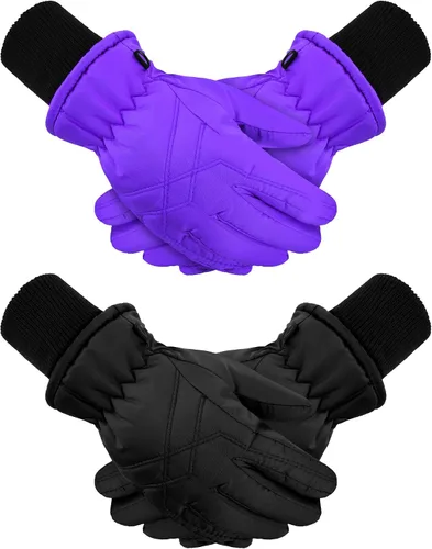 2 pares de guantes impermeables para niños, guantes de nieve cálidos para invierno, guantes de esquí para niños y niñas, resistentes al viento para
