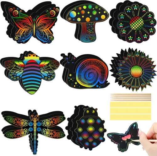 Eaasty 24 tarjetas de rascar de animales con diseño de mariposas, tarjetas de arte para manualidades, decoración del hogar, 8 estilos