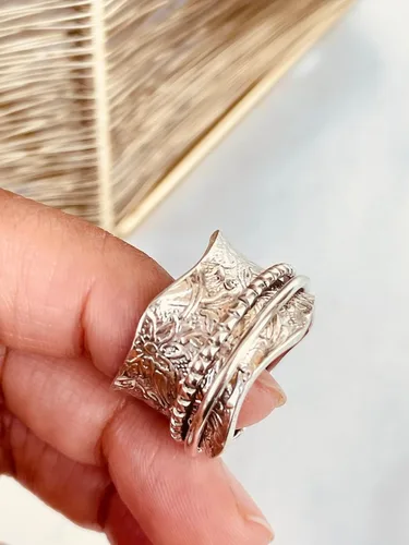 Miniatura 67 de Boho Spinner Ring, Mothers Day Gift, Silver 925 Women Ring, Sterling Silver 925 Ring, Fidget Spinner Ring,Women Silver Anxiety Ring