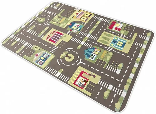 Miniatura 9 de Alfombra de juegos para niños para autos de juguete y tren, alfombra de área de juegos con respaldo de goma, divertida alfombra decorativa, regalo