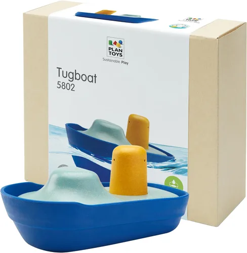 Miniatura 12 de PlanToys® Barco de guardia costero de madera con conductor Juguete impermeable para baño y agua Juguete Montessori para juego imaginativo