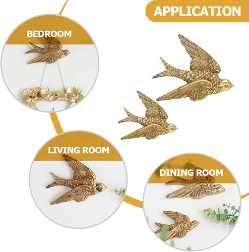 Miniatura 9 de Garneck 4 piezas de un par de golondrinas montadas en la pared, adornos de Navidad, pájaros artificiales, escultura, decoración de pared, adorno