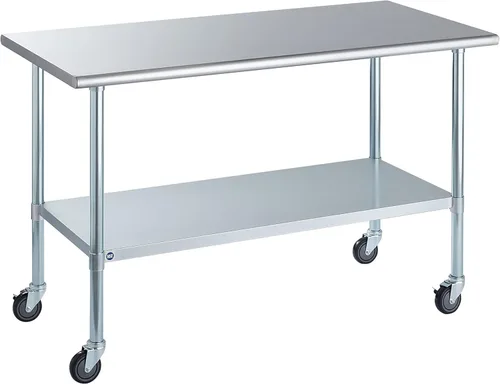 Miniatura 25 de Mesa de acero inoxidable para preparación y trabajo con protector contra salpicaduras, 24x72 pulgadas