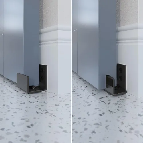 Miniatura 2 de EaseLife Guía de piso inferior para puerta corrediza de granero, forma de U, distancia de ajuste flexible y ajustable, diseño inferior plano al ras