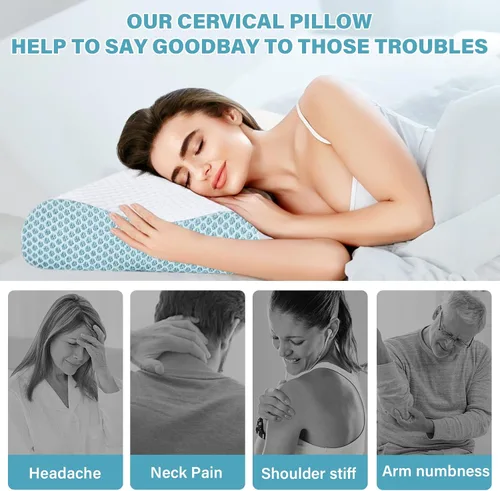 Miniatura 2 de Memory Foam Pillows 2 Pack Neck Pillow - Neck Support Pillow for Pain Relief, Ergonomic Cervical Pillow for Sleeping, Orthopedic Contour Bed Pillow