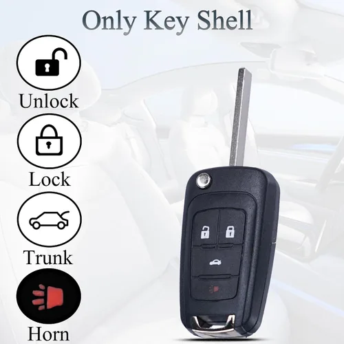 Miniatura 5 de SUPALAND Carcasa Plegable Tipo Flip para Llave compatible con Chevy Cruze Malibu Camaro Equinox Equinox Sonic GMC Terrain Buick 2010 2011 2012 2013