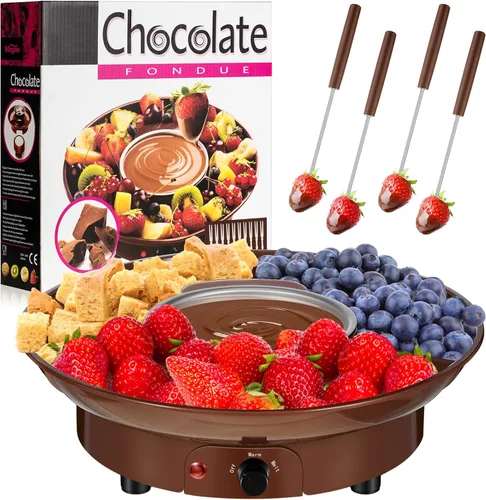 Miniatura 9 de Juego de ollas de fondue eléctricas Lallisa, kit de fondue de chocolate, máquina de fondue eléctrica, bandejas desmontables para servir con 4 Blanco