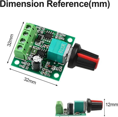 Miniatura 5 de Exqutoo Paquete de 2 controladores de velocidad PWM, interruptor de controlador ajustable, controlador de velocidad de motor de CC de bajo voltaje