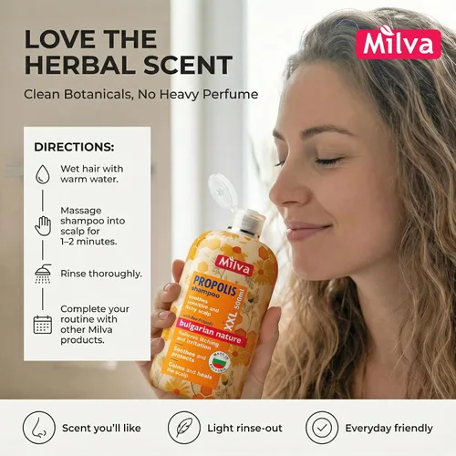 Miniatura 5 de Milva Itchy Scalp Shampoo with Propolis - 17 Fl Oz Natural Anti Dandruff Dry Scalp Treatment with Honey Bee Soothing Formula for Irritated, & Flaky
