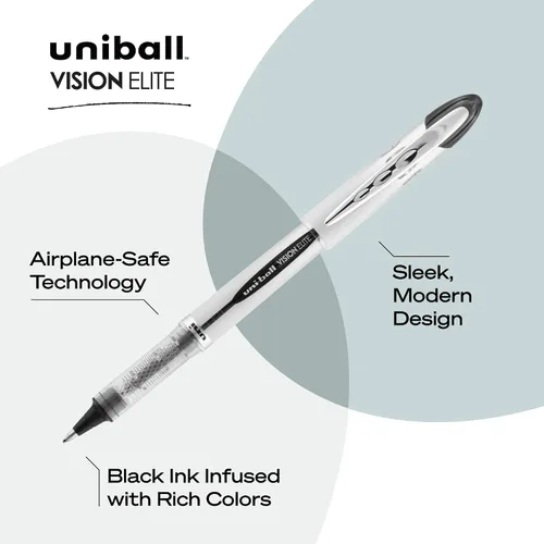 Miniatura 3 de Bolígrafos Uni-Ball Vision Elite de punta gruesa; tinta negra; paquete de 3; plumas de escritura suaves de punta fina; suministros de oficina