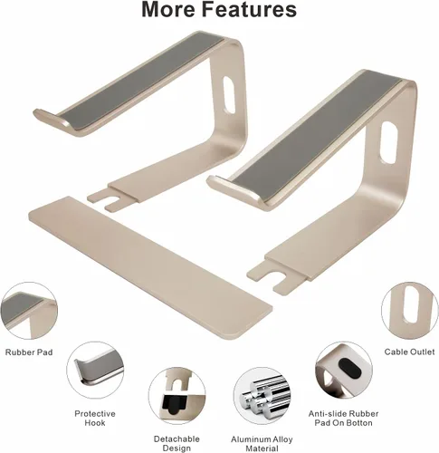 Miniatura 4 de Soporte ergonómico de aluminio para laptop, soporte para computadora portátil, elevador desmontable para laptop, soporte para portátil de 10 a 17.3