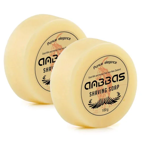 Anbbas Jabón de afeitar leche de cabra para barba, peluquero tradicional afeitado húmedo (2 piezas, 7 onzas)