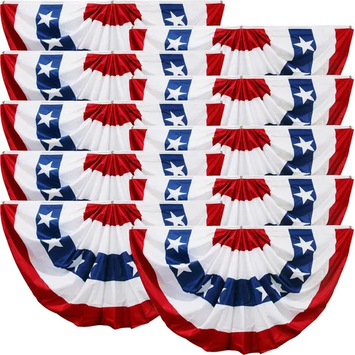 Miniatura 17 de HOOSUN Decoraciones del 4 de julio, banderines de bandera estadounidense para exteriores, decoraciones patrióticas del 4 de julio de 1.5 x 3 pies
