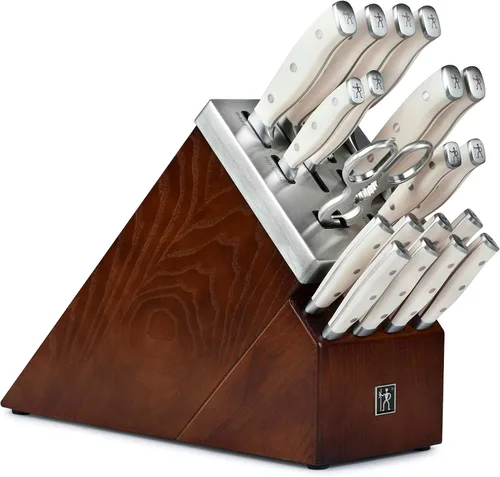 Henckels Forged Accent - Juego de 20 bloques de cuchillos autoafilables - Mango blanco roto