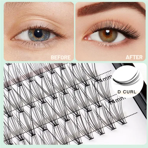 Miniatura 3 de Bodermincer Caja grande de 200 pestañas postizas 10D, 8-10-0.472-0.551 in mixtas de maquillaje profesional individual racimo pestañas postizas