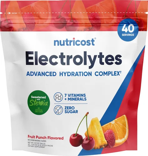 Miniatura 4 de Nutricost Complejo de Electrolitos, Sabor a Ponche de Frutas, 40 Sobres - Complejo de Hidratación Avanzada