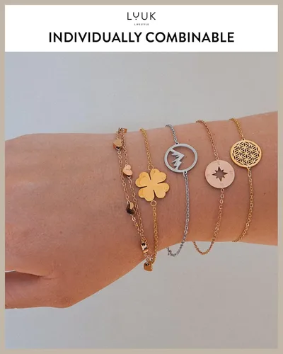 Miniatura 6 de LUUK LIFESTYLE Pulsera de acero inoxidable con colgante y tarjeta de felicidad, filigrana y joyería minimalista para mujer, idea de regalo única