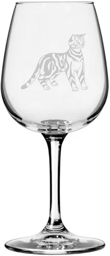 Miniatura 9 de Copa de vino de 12.75 onzas con temática de gato abisinio grabada para todo uso