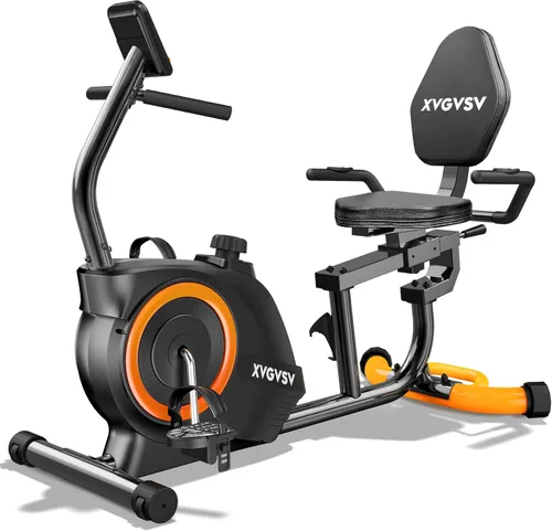 Recumbent Exercise Bike for Home Use, Quiet Recumbent Stationary Bikes for Adults & Seniors, 16-Level Resistance, Adjustable Seat, Supports 400LB,
