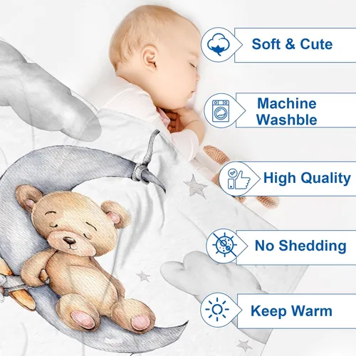 Miniatura 3 de J&SBGFT Manta de bebé personalizada para niños, personalizada con nombre, manta de recepción para niños pequeños, niños, cuna, cochecito, decoración