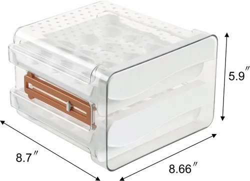 Miniatura 6 de Sooyee Soporte para 32 huevos para refrigerador con escala de tiempo, contenedor de huevos para refrigerador, contenedor/organizador/caja