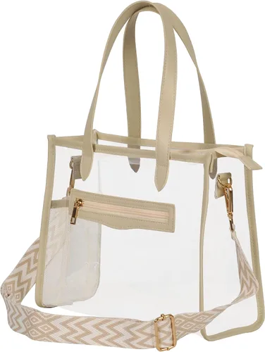 Miniatura 6 de Bolsa transparente para mujer, bolsa gruesa de PVC transparente, bolsa de estadio transparente con correa de guitarra