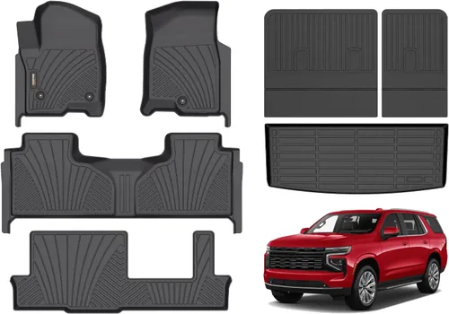 Miniatura 29 de Alfombrillas para todo tipo de clima y forro de carga para Volkswagen Atlas 2018-2025 (asiento de cubo de 6 pasajeros), juego completo de 3 filas