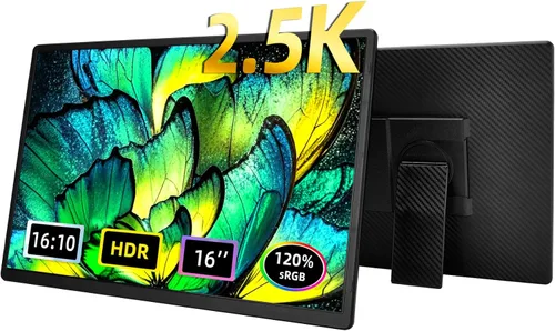 Monitor portátil de 2.5K para computadora portátil, extensor de pantalla QHD de 16 pulgadas, 120% sRGB de gran color, HDR HDMI USB C, pantalla