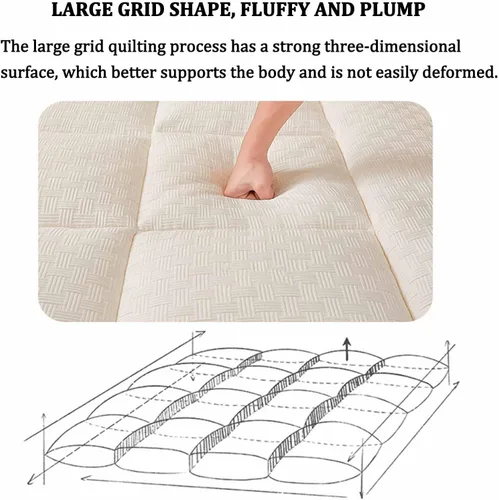 Miniatura 3 de Japanese Floor Mattress Foldable & Portable Roll Up Futon Mattress 4 Inch, Warm Top Mattress Topper, Quilted Fitted Mattress Protector Pillow Top