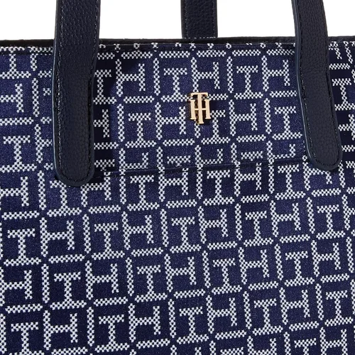 Miniatura 3 de Tommy Hilfiger Lynn II - Bolsa cuadrada con monograma jacquard azul marinoblanco, talla única