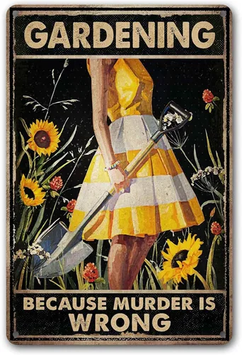 Miniatura 8 de Señal metálica divertida de jardinería - Regalo de jardín para mujer para decoración de patio, jardín trasero, patio y porche, 03