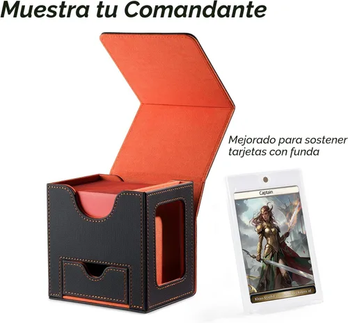 Miniatura 2 de Mage Tech Caja de cartas para MTG Commander, diseño patentado, pantalla Commander, se adapta a 100 tarjetas de doble manga, ladrillo de tarjetas