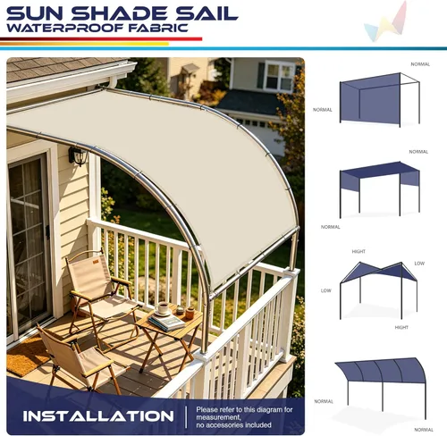 Miniatura 5 de Windscreen4less Vela de Sombra Solar Impermeable de 10' x 24' con Borde Recto, Toldo Cobertura para Exteriores, Bloqueo UV para Césped, Patio