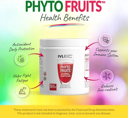 Miniatura 6 de IVL - Phyto Fruits Superfood Powder - Apoya la energía - Digestivo y probiótico - Antioxidante - Vegano - 40 frutas y nutrientes más 6 cepas